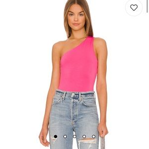 Superdown Devonne One Shoulder Bodysuit in Pink - never worn!